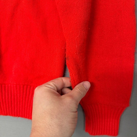 Vintage 80s Haymaker Lacoste Cardigan Sweater Red Vintage V-Neck Acrylic Large - Picture 8 of 8